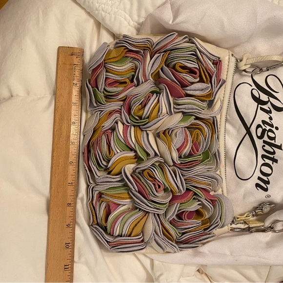 Brighton multi-colored soft leather flowers on white leather bag - Picture 9 of 10